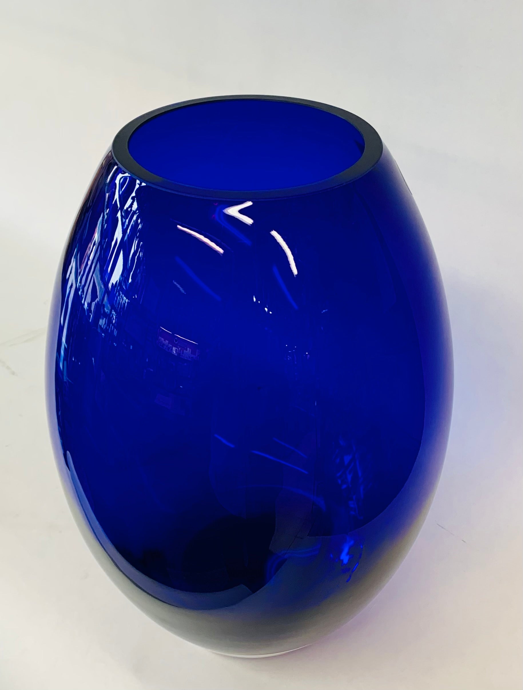 Cobalt Blue Crystal Vase 12"tall X 8.5"diameter