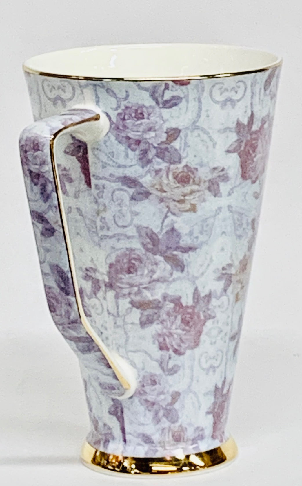 Mug Blue Lilac Bone China 6"tall with Gold rim. - Royal Gift