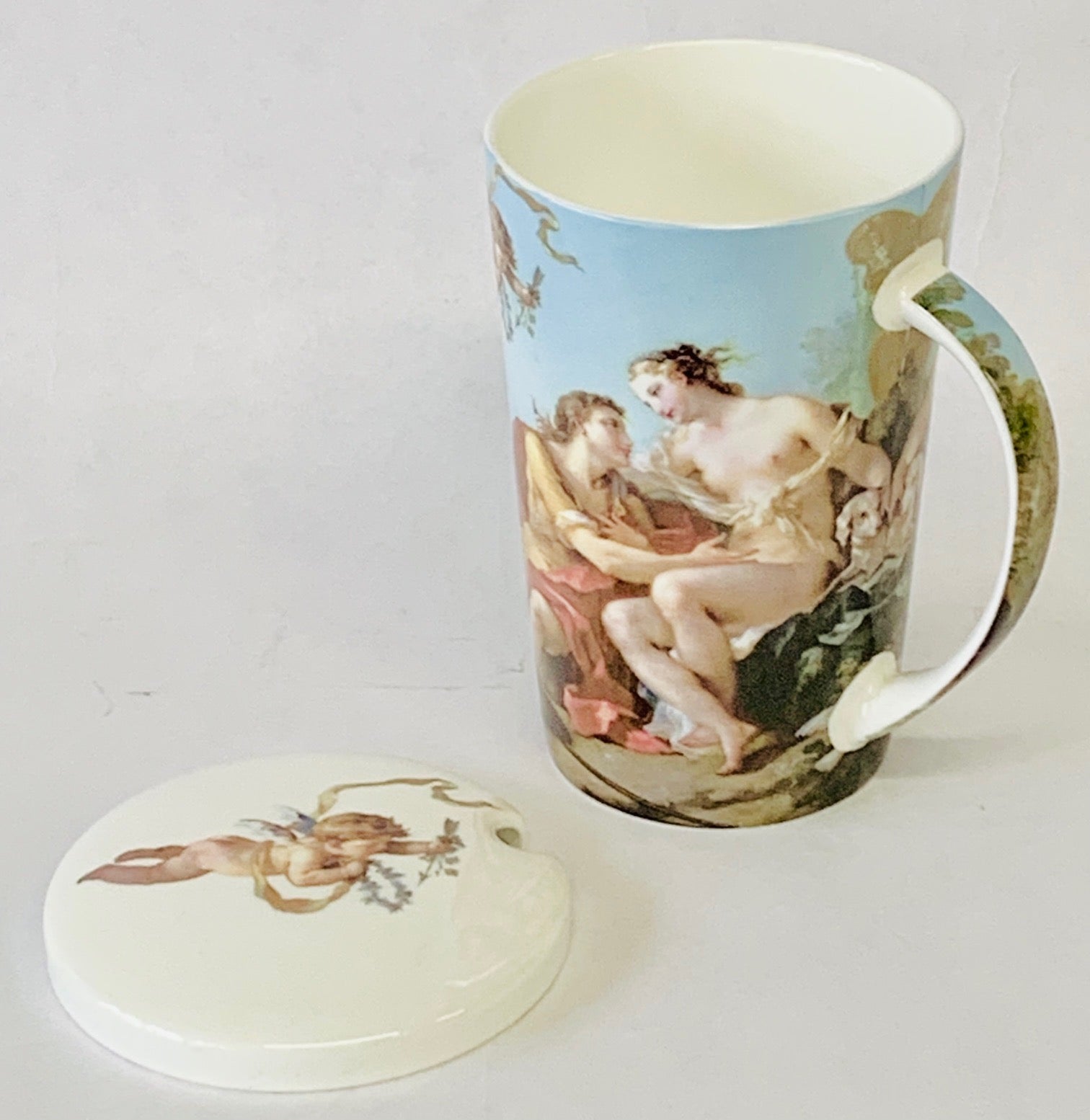 Mug Venus and Adonis with Lid bone china 3.25"Diameter X 5"Tall - Royal Gift