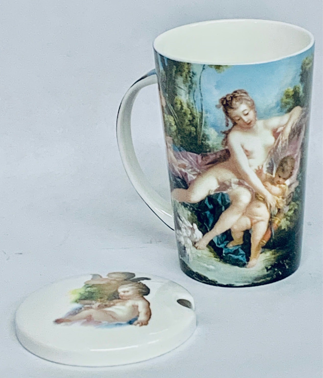 Venus Mug Angel with cover, Bone china, Microwave and dishwasher safe - Royal Gift