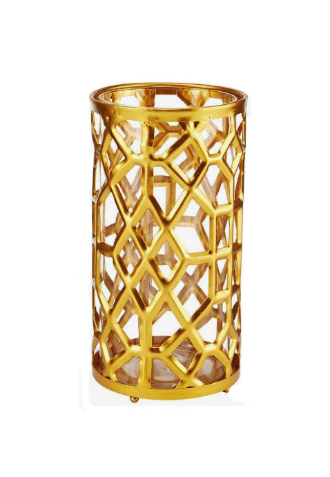 Candle Holder 10" High - 5" Diameter Gold Mesh By MIKASA - Royal Gift