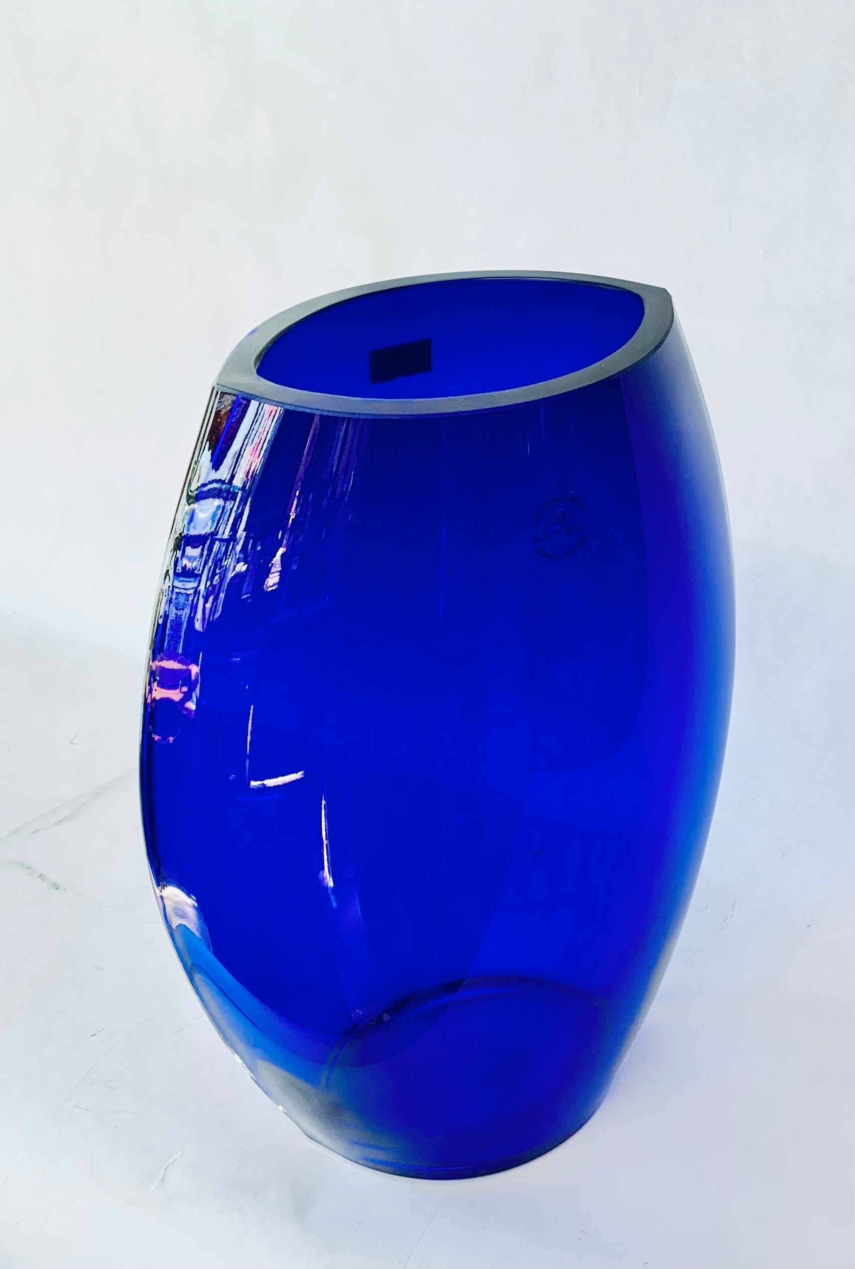 Cobalt Blue Crystal Vase 12"tall X 9"wide X 5"deep Barski Crystal collection