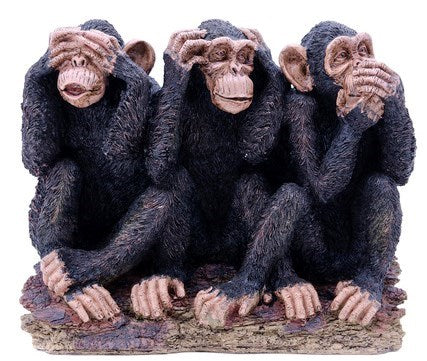 See No Evil, Hear No Evil, Speak No Evil 3 Monkeys Sculpture - Royal Gift