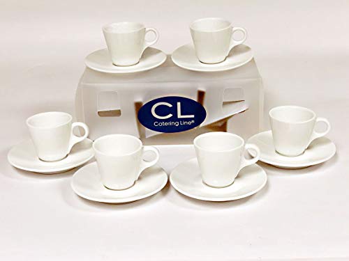 Espresso 6 Cups & 6 Saucers White - Royal Gift