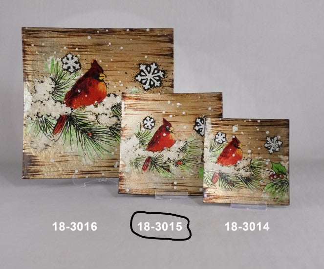 Festive Cardinal Square Plate - 7.5" X 7.5 - Royal Gift