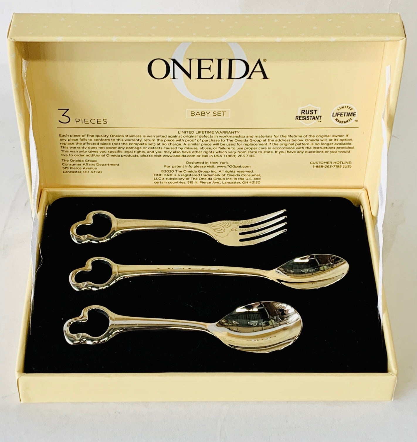 Oneida 3 piece baby set duckling collection 18/10 Stainless steel. - Royal Gift