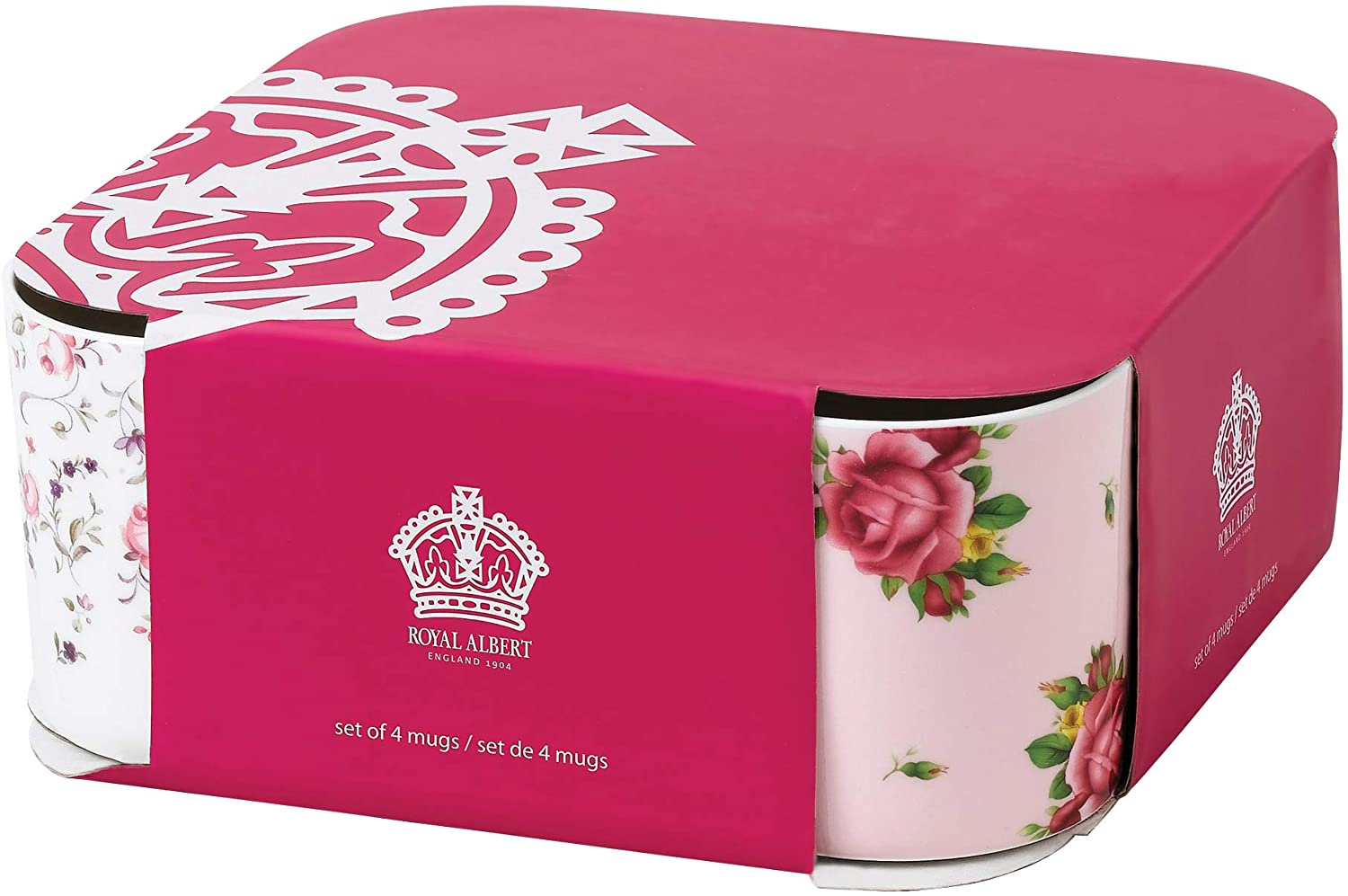 Royal Albert New Country Roses Modern Mugs, Set of 4 - Royal Gift