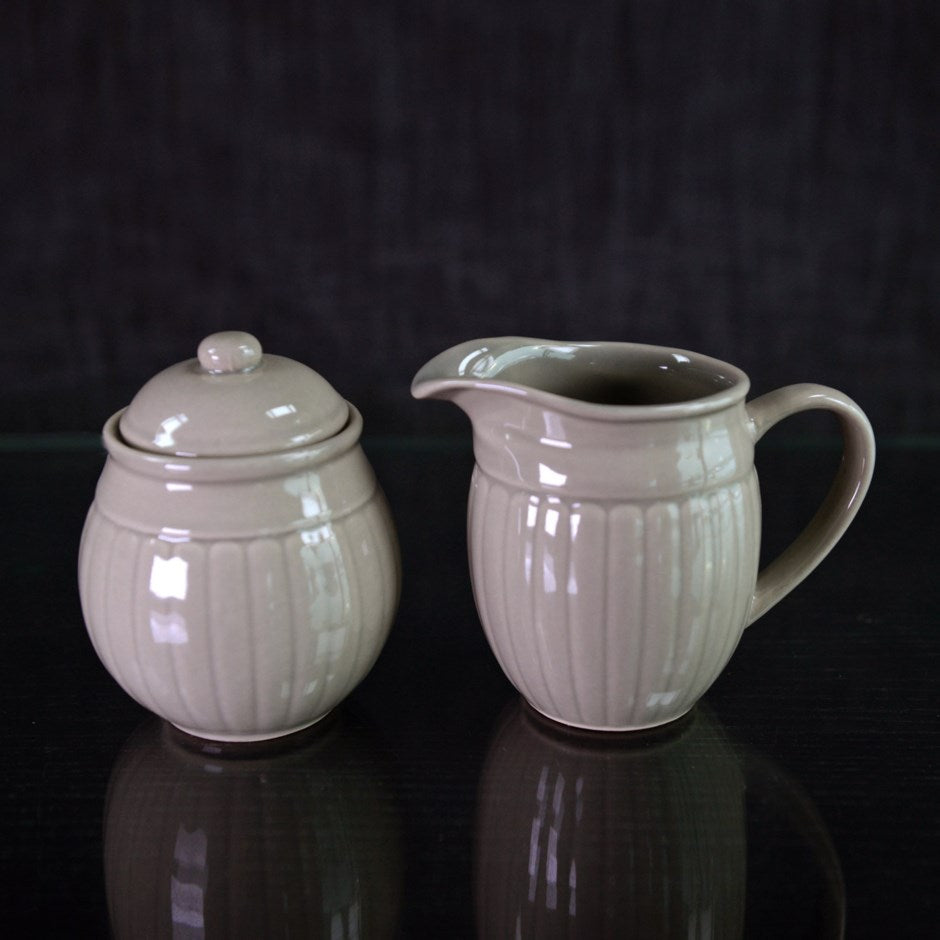 French Creamer & sugar with cover porcelain grey - Royal Gift