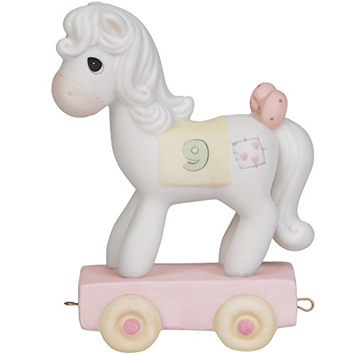 Precious Moments Birthday Train, Age 9, Being Nine Is Just Divine, Bisque Porcelain Figurine - Royal Gift