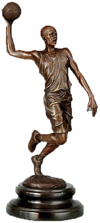 Basketball Player Bronze metal statue on marble base 7"wide X 5.5"deep X 15" Tall - Royal Gift