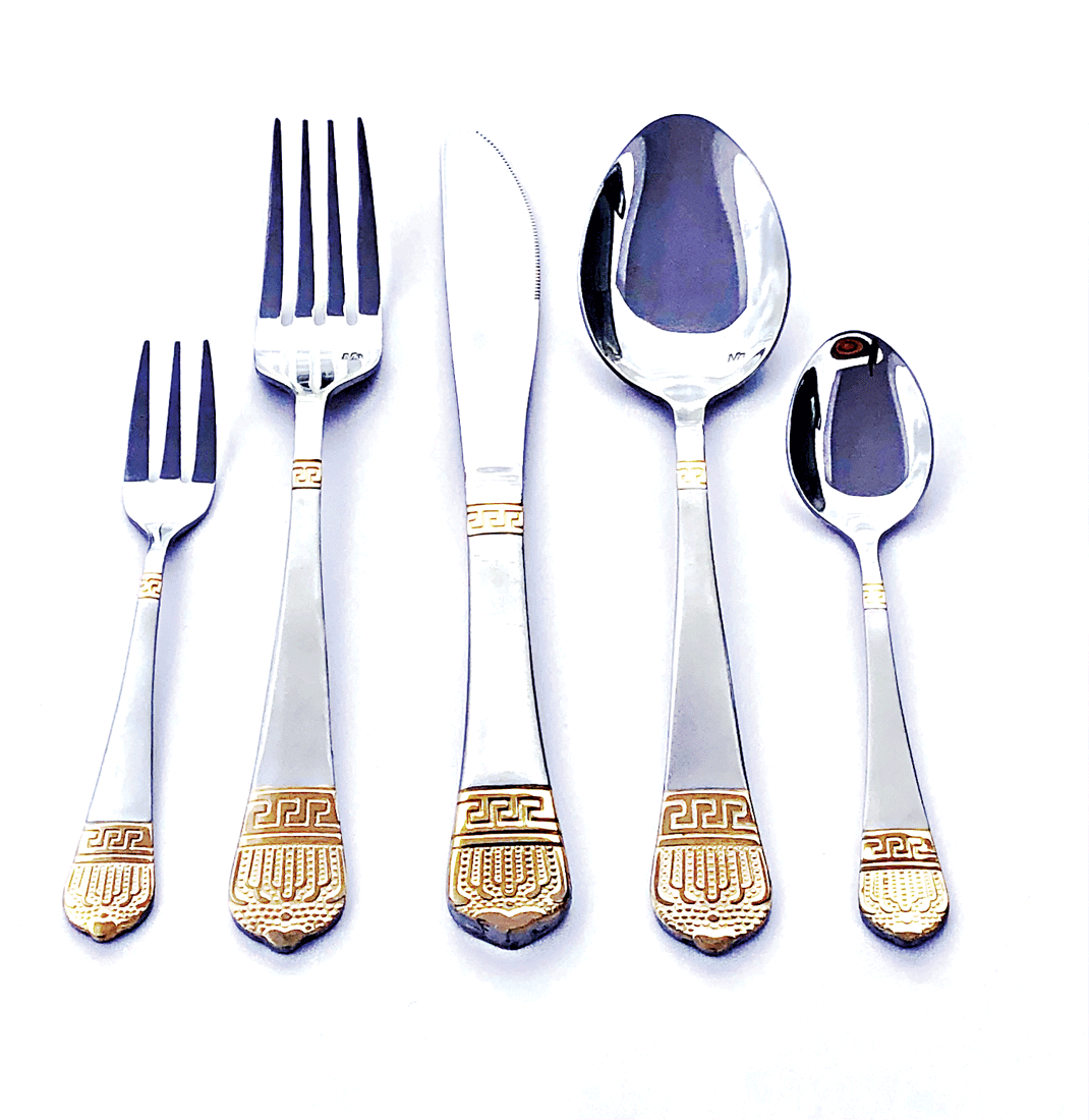 Flatware 72-Piece Set 18/10 Stainless Steel Service for 12 people Versailles Gold from Millerhaus - Royal Gift