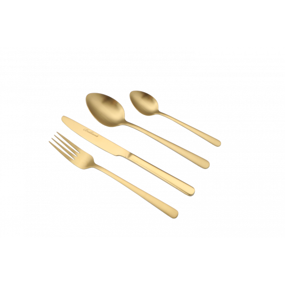 Oslo Gold 16PC Flatware set 18/10 Stainless Steel service for 4 - Royal Gift
