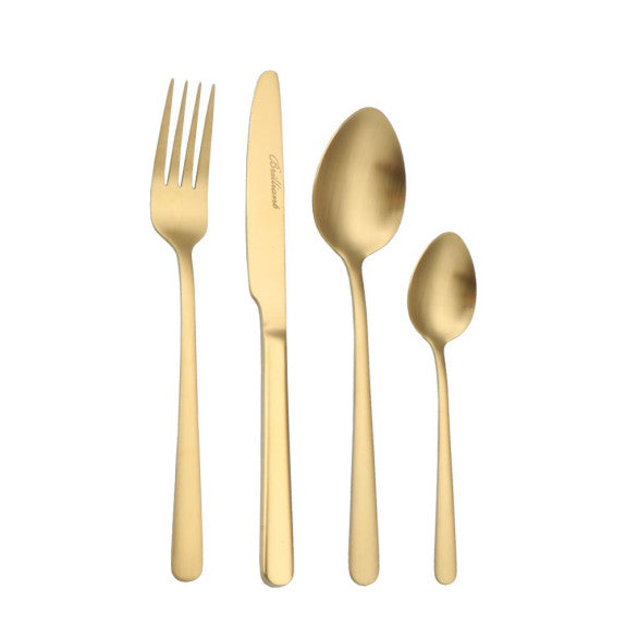 Oslo Gold 16PC Flatware set 18/10 Stainless Steel service for 4 - Royal Gift