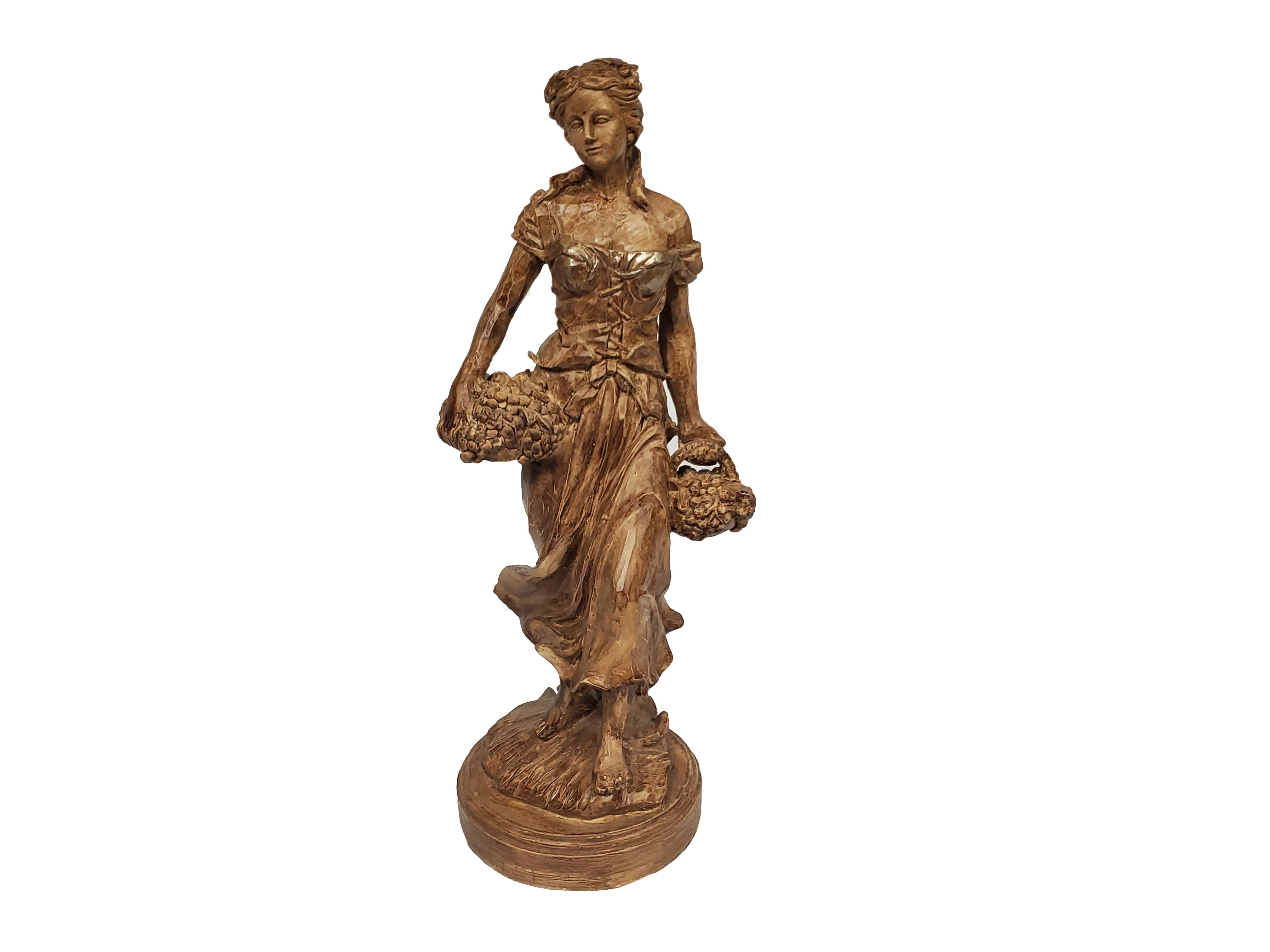 Lady Collecting Flowers Statue "Gabriella" 16"Tall Ceramic - Royal Gift
