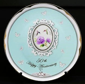 50th Anniversary Platter bone china 12"diameter - Royal Gift
