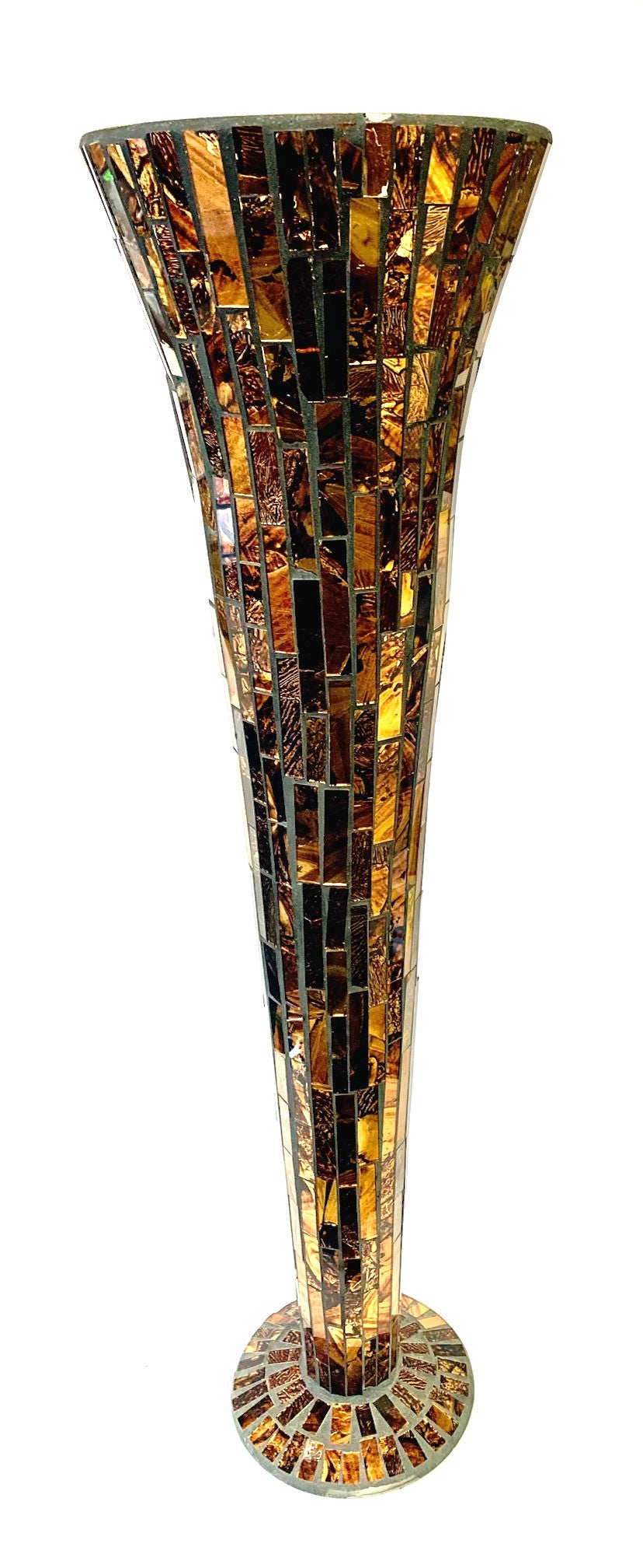 Glass Vase Mosaic Fluted 27.3"tall X 7.5"top diameter X 6"bottom diameter - Royal Gift
