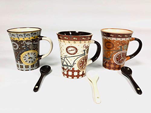 Mug 6 piece set of 3 Mugs + 3 Spoons Bicycle style from Success - Royal Gift