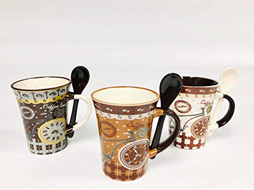 Mug 6 piece set of 3 Mugs + 3 Spoons Bicycle style from Success - Royal Gift