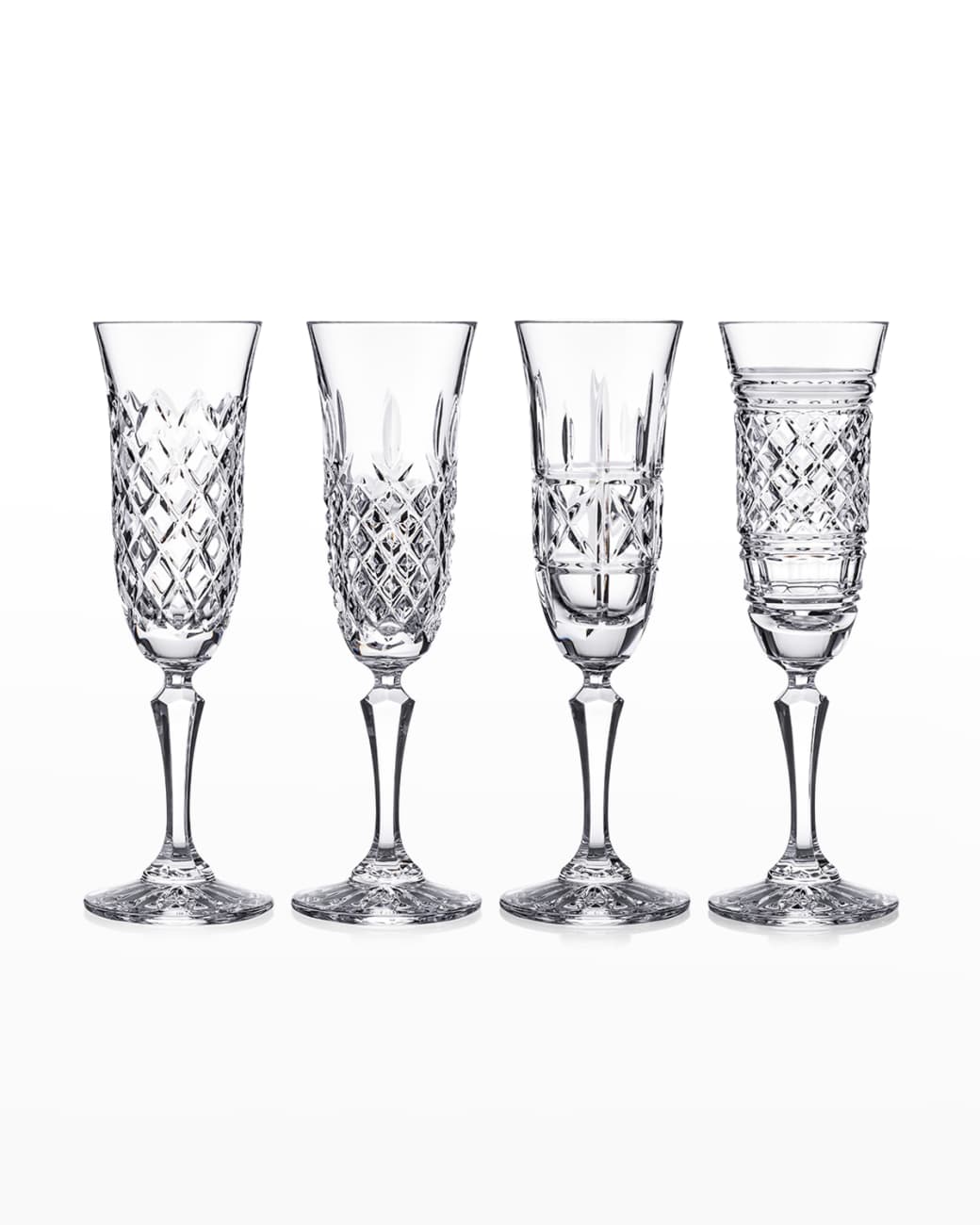 Waterford Castles Flutes, Set of 4, Hand cut Crystal - Royal Gift