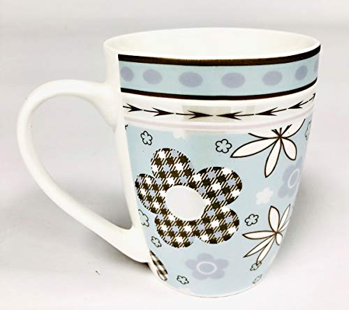 Ceramic Coffee Mug Daisies - Bone China - Set of 4 - Royal Gift