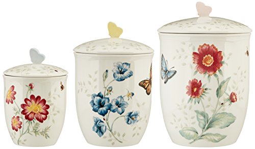 Lenox Butterfly Meadow 3 Piece Canister Set, 813478 Porcelain - Royal Gift