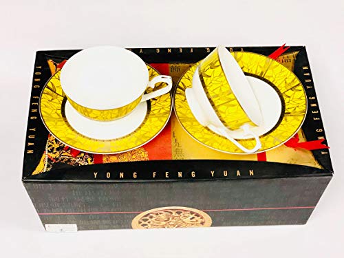 TeaCup Set Bamboo Bone China 2 Cups & 2 Saucers Auratic  collection - Royal Gift