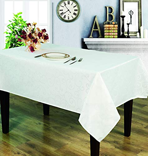 Table Cloth Jacquard White 60"Wide X 144"Long - Royal Gift