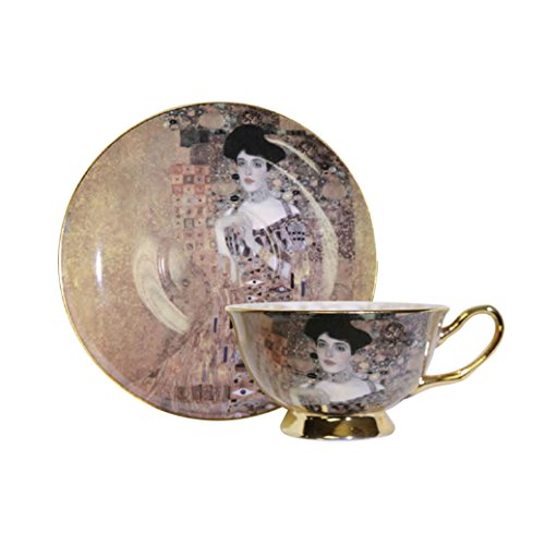 Teacup & Saucer Set World Famous Art Collection Portrait Series (Gustav Klimt "Portrait of Adele Bloch-Bauer I The Lady in Gold The Woman in Gold") - Royal Gift