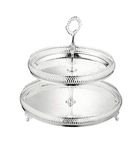 Queen Anne Cake Stand 2-Tier Silver-Plated Tarnish Resistant - Royal Gift