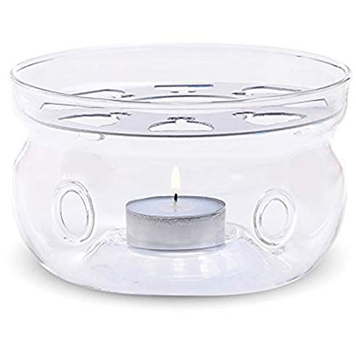 Homestead Tea Warmer Glass Heat Proof 6 inch Diameter Handcrafted & Lead-Free with Tea Light Candle Included - Royal Gift