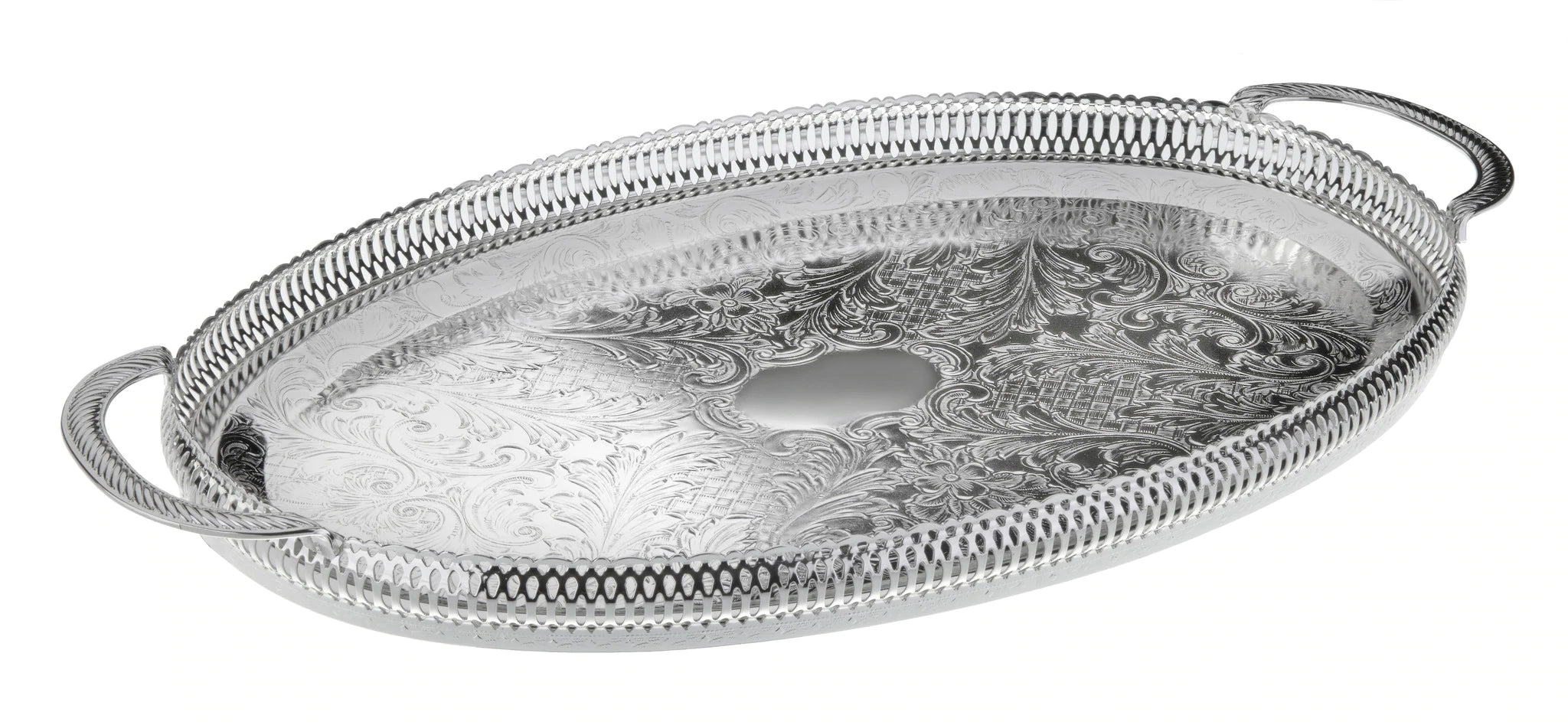 Queen Anne Oval Gallery Tray with Handles - Royal Gift