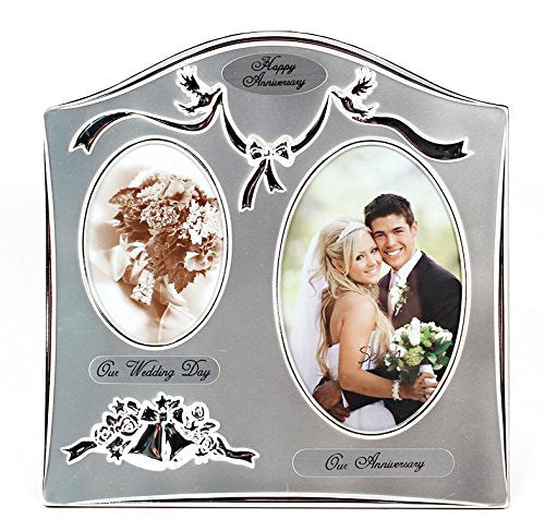 Happy Anniversary Picture Frame metal (Then & Now) 2 Photos - Royal Gift