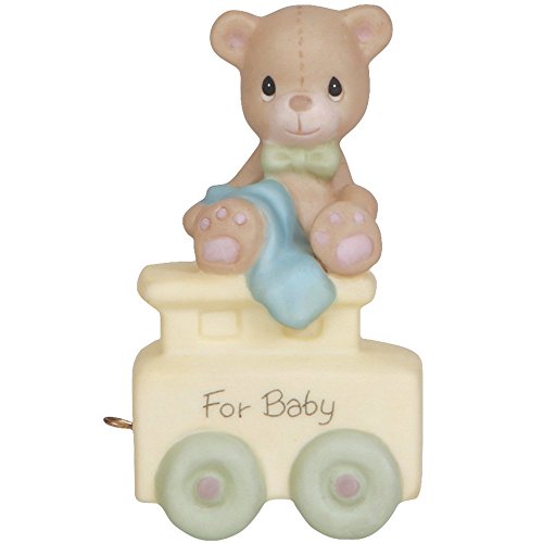 Precious Moments, Birthday train baby “May Your Birthday Be Warm” Bisque Porcelain Figurine - Royal Gift