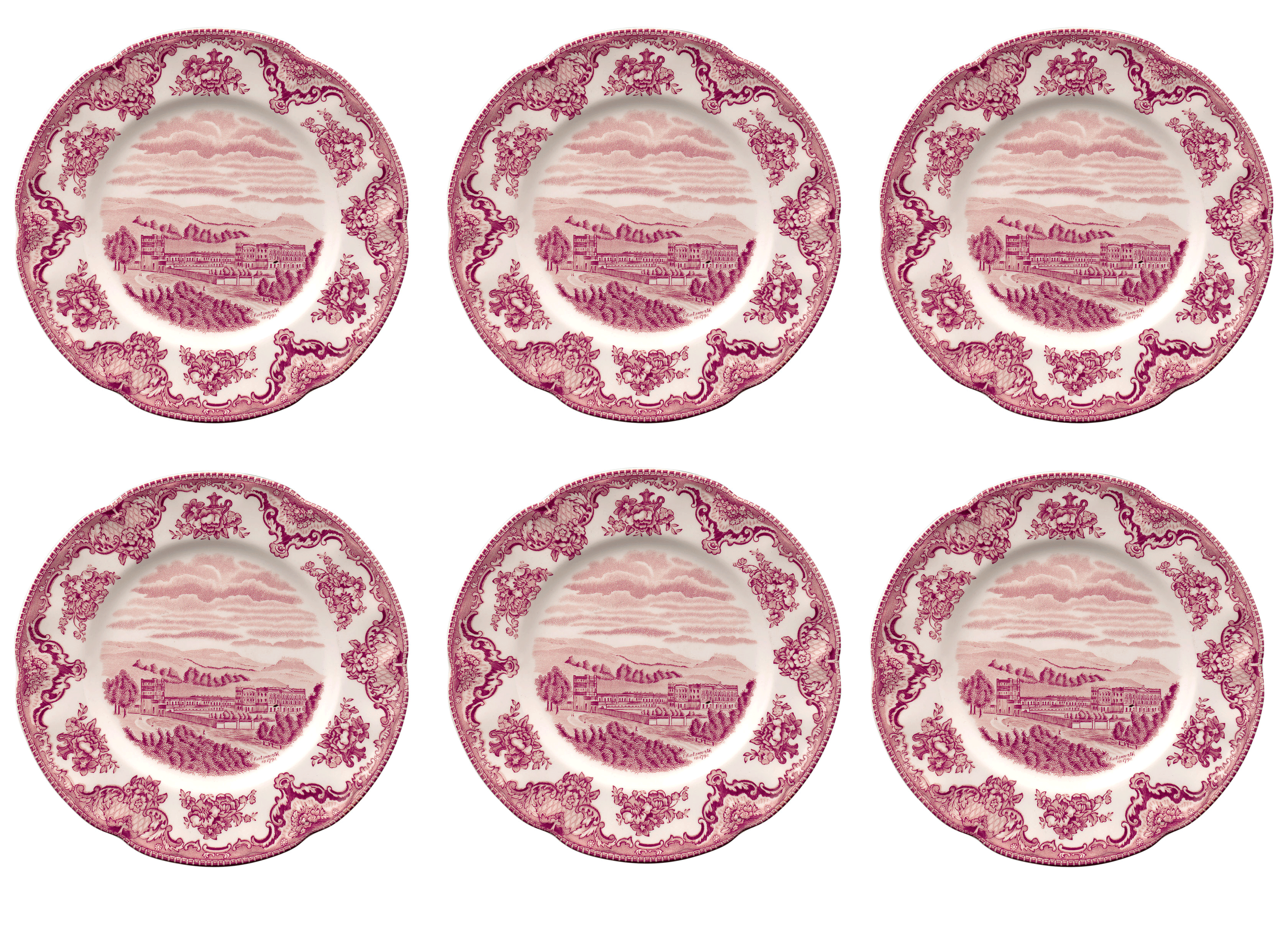 Johnson Brothers Old Britain Castle 8" Salad Plate Pink, Set of 6 - Royal Gift