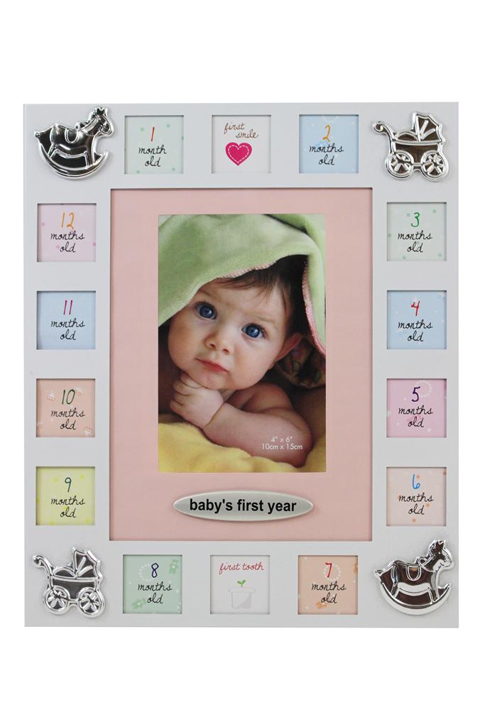 Baby 1st Year Pink Picture Frame - Royal Gift