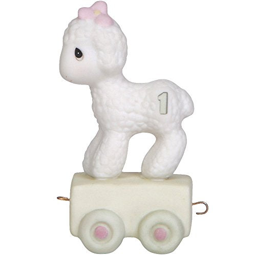 Precious Moments Birthday Train Age 1, Happy Birthday Little Lamb, Porcelain Figurine - Royal Gift