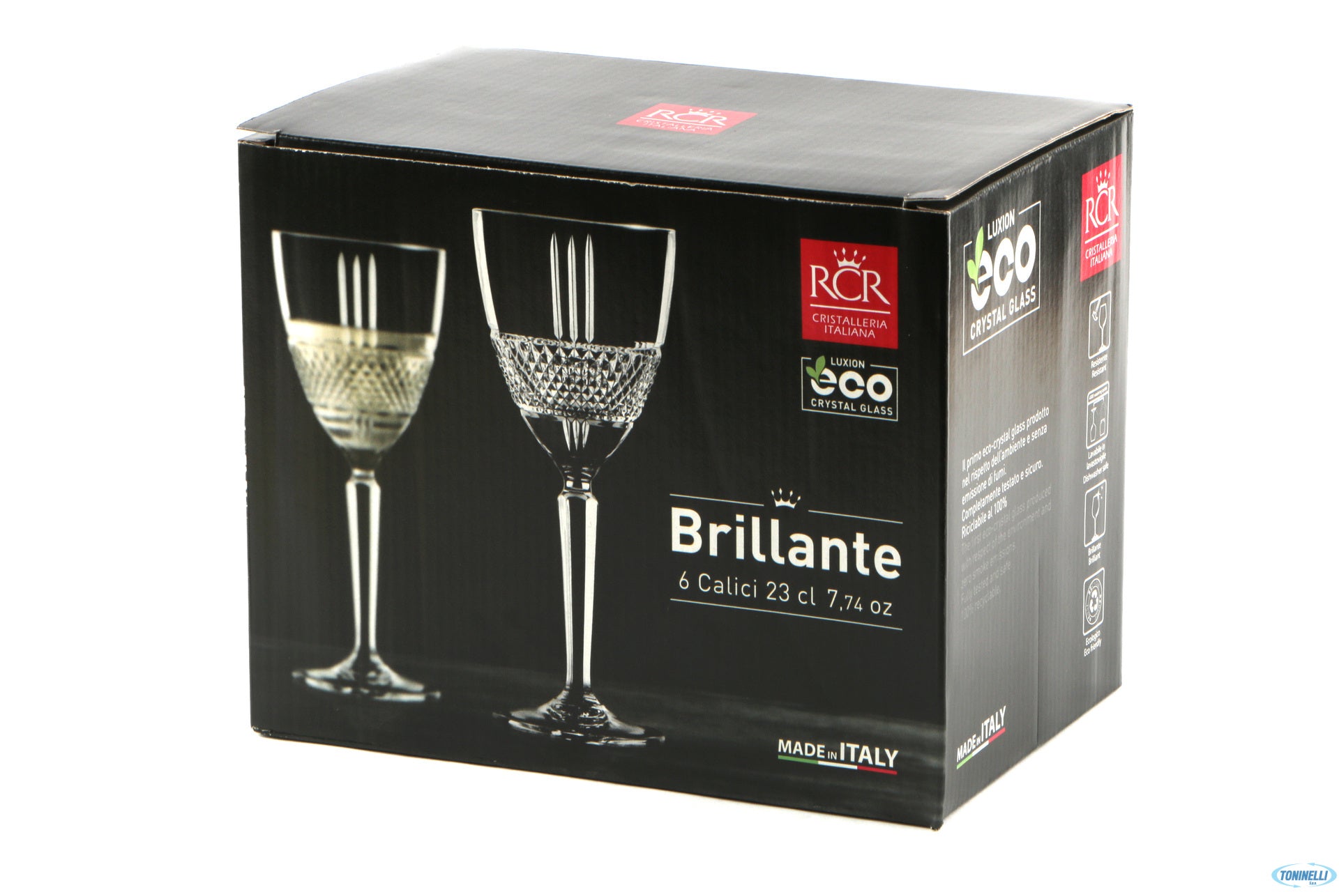 RCR Brilliante 6 Goblets Crystal 23cl, 7.74-OZ made in Italy