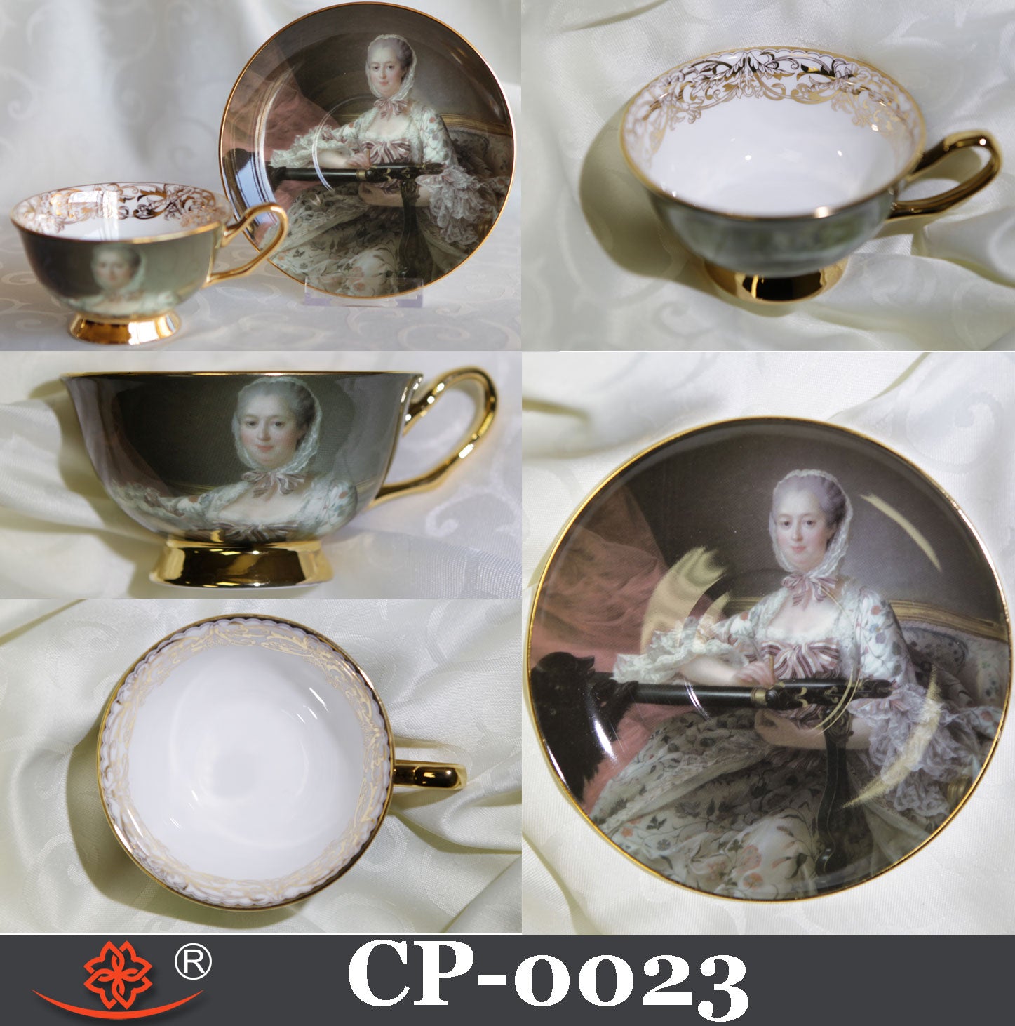 Teacup & Saucer Bone China Jeanne Antoinette 1721-1764 made by Euart - Royal Gift