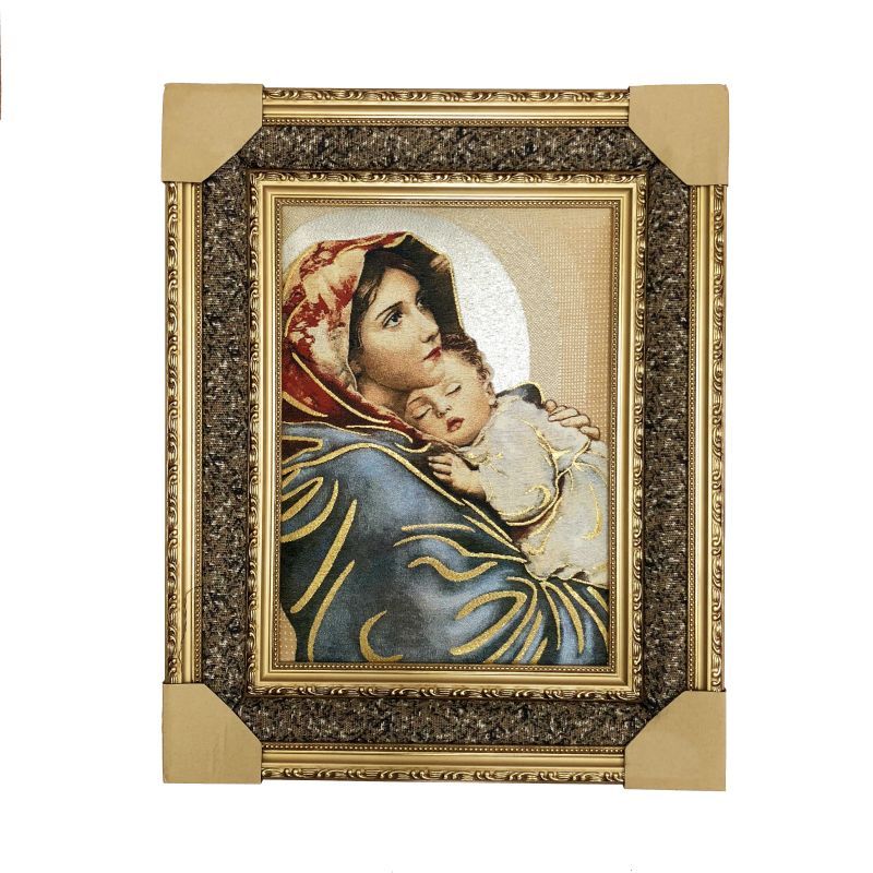 Mary & Baby Jesus Tufted Frame 17" X 21" - Royal Gift