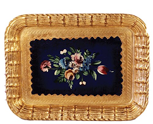 Pescaressi Tray Wood Blue & Gold Hand Painted & Made in Italy 19.5" X 15" - Royal Gift