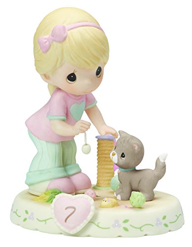 Precious Moments Age 7 Girl Birthday Gifts, Growing in Grace, 4"wide X 3.5"deep X 4.6"tall Porcelain Figurine - Royal Gift
