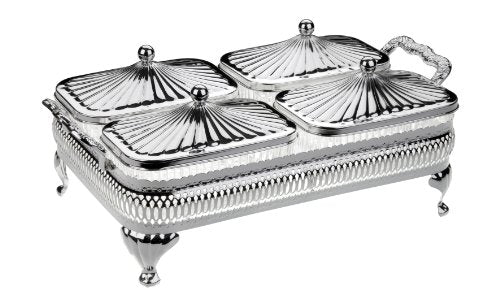 Queen Anne Gallery Hostess Set 9 piece Oblong Tarnish resistant Silver Plated - Royal Gift