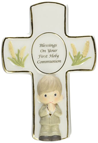 Precious Moments Blessings on Your First Holy Communion Covered Box with Rosary Boy Figurine - Royal Gift