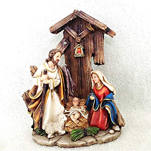 Nativity in Stable 6.3" Tall ceramic - Royal Gift