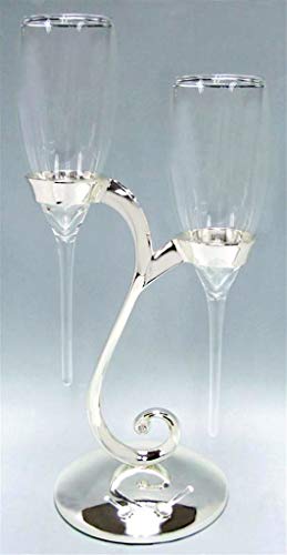 Champagne Flutes Glass On Silver Plated Stand - Royal Gift