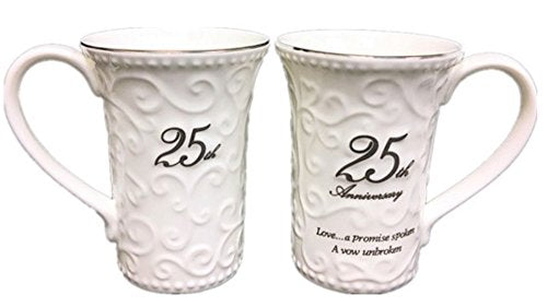 25th Wedding Anniversary Mugs, Set of 2, 11Oz - Royal Gift