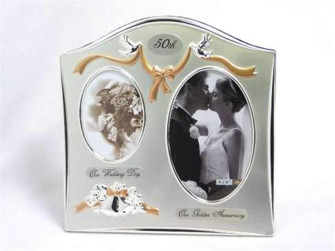 50TH Anniversary Picture Frame 9" X 9" (Then & Now) - Royal Gift