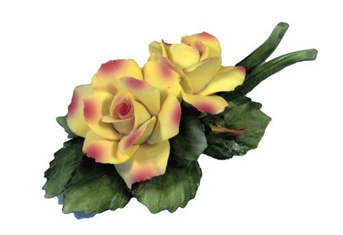 Capodimonte Roses (Yellow) Porcelain Flower Hand Made and hand painted in Italy - Royal Gift