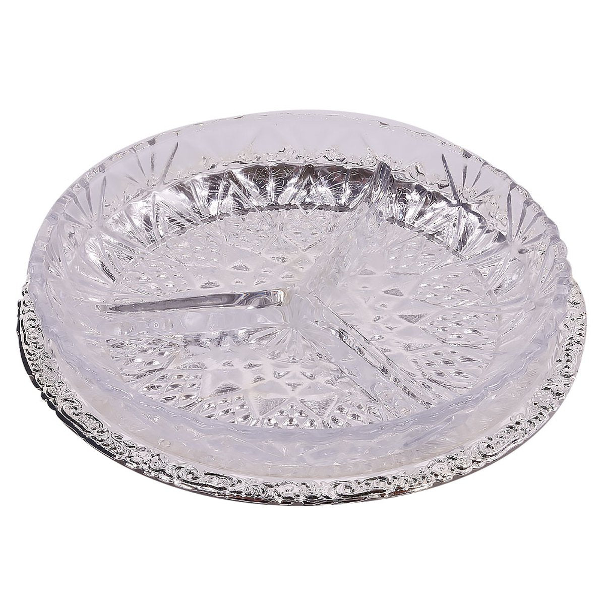 Queen Anne 3 Section Hors d'oeuvre on Tray 9.5" Diameter Silver Plated - Royal Gift